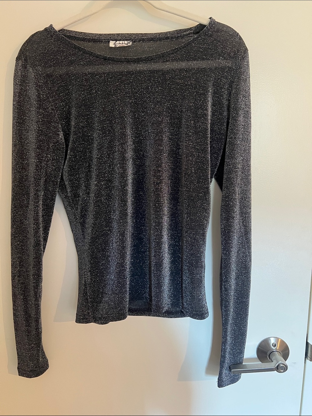 Free People Black Sparkle Long-Sleeve Top
